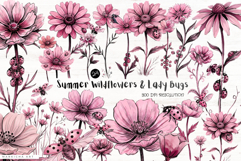 Summer Wildflowers &amp; Lady Bugs Clipart Product Image 1