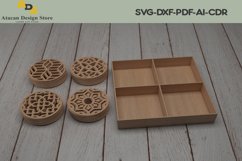 Laser cut Round Patterned Coaster and Box Templates Set 207 Product Image 3