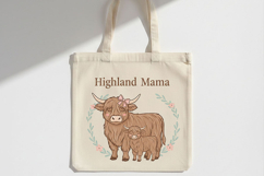 Highland Mama Png, Highland Cow Mom Png, Cute Cow and Calf Product Image 1