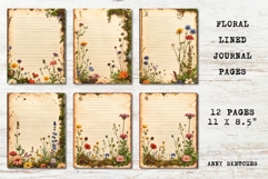 12 Vintage Floral Junk Journal Pages Lined Printable Sheets Product Image 3