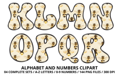Honeybee Alphabet png clipart, honey bee letters doodle Product Image 3