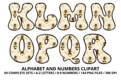 Honeybee Alphabet png clipart, honey bee letters doodle Product Image 3