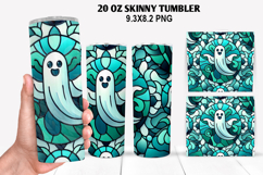 Ghost Skinny Tumbler 20oz Wrap Design, Halloween Tumbler PNG Product Image 1