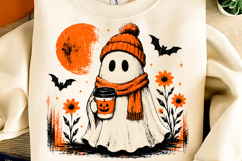 Vintage Halloween Ghost Witch PNG, Ghost Coffee PNG, Spooky Product Image 5