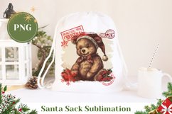 Santa Sack Sublimation, Vintage Teddy Bear Santa Sack PNG Product Image 1