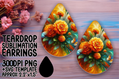 Fresh Teardrop Earrings Sublimation Art , Flowers Product Image 1