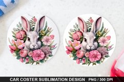 Bouquet And Easter Bunny Flowers -Coaster Sublimation Design Product Image 1