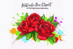 Watercolor rose bouquet clipart sublimation Product Image 1
