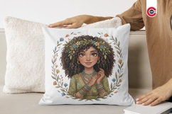 Cute Curly Hair Boho Afro Girl Clipart Product Image 13