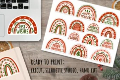 Printable Christmas stickers in PNG/ Christmas rainbow Product Image 2