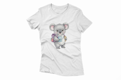 Cute Koala with Backpack Holding Books Watercolor PNG Product Image 4