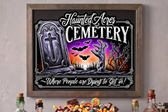 Haunted Acres Cemetery Halloween Sign PNG Graphic Product Image 2