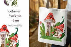 Watercolor Mushroom Houses Sublimation Printing Product Image 1