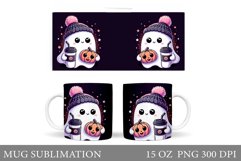 Cute Ghost Mug Design. Cute Halloween Mug Sublimation Product Image 1