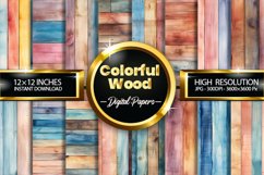 Colorful Wood Digital Papers, Wood Pattern Product Image 1