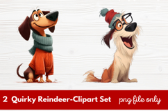 2 Quirky Reindeer Clipart Set | Fun Holiday Reindeer PNG Product Image 1