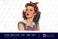 Retro American Mom Watercolor Clipart Product Image 1