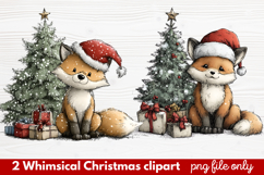 2 Whimsical Christmas Clipart | Cute Holiday PNG Set Product Image 1