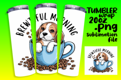 STUNNING 20oz Sublimation Tumbler , Coffee Dog Product Image 1