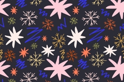Black whimsical hand drawn Christmas pattern with snowflakes Product Image 1