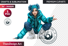 Cosy Winter Aurora Girl Clipart, Fashion Girl PNG Product Image 1