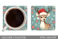Christmas Deer Coaster Design. Christmas Coaster Sublimation Product Image 1