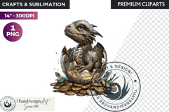 Cute Baby Dragon in a egg Clipart, dragon egg, Fantasy PNG Product Image 1