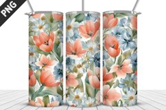 Flowers Tumbler Wrap | Sublimation Design | Tumbler PNG Product Image 1
