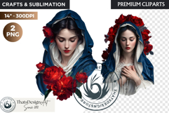 Floral Virgin Mary Clipart PNG, Mother with Jesus, bible Product Image 1