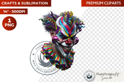 Horrific Evil Clown Clipart - Halloween Creepy Circus PNG G Product Image 1