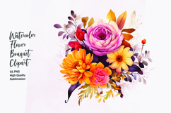 Watercolor Floral bouquet clipart sublimation Product Image 1