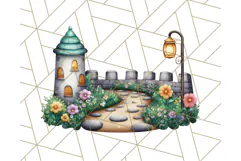 Princess Castle Clipart PNG, Enchanted Garden Artwork Product Image 5