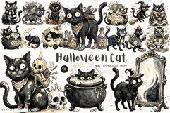 Halloween Black Cat Clipart Product Image 1