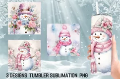 Vintage Pastel Snowman Tumbler Sublimation Designs | Tumbler Product Image 1