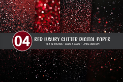 Red Luxury Glitter Digital Paper Product Image 1