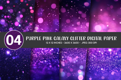 Purple Pink Galaxy Glitter Digital Paper Product Image 1