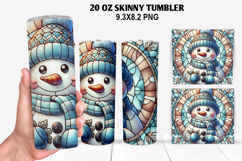 Snowman Skinny Tumbler 20oz Wrap Design, Christmas Tumbler Product Image 1
