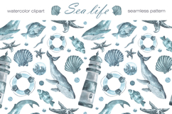 Sea life watercolor set. Nautical. Scandinavian. Product Image 13