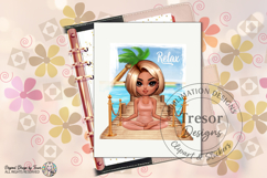 Relax Yoga Beach Meditation Design, Wellness Chibi girl PNG Product Image 8