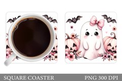 Cute Ghost Coaster Design. Halloween Sublimation Product Image 1
