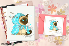 Funny Siamese Cat PNG Just Tasting Coffee Design Sublimation Product Image 7