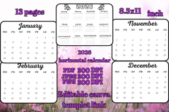 editable 2026 horizontal Calendar template Product Image 1