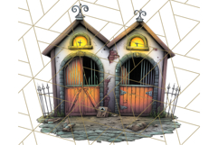Halloween Buildings Clipart PNG, Haunted Houses Art Product Image 5