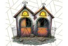 Halloween Buildings Clipart PNG, Haunted Houses Art Product Image 5