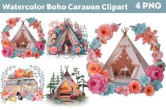 Watercolor Boho Caravan Clipart PNG Product Image 1