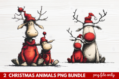 2 Christmas Animals PNG | Cute Festive Wildlife Clipart Product Image 1