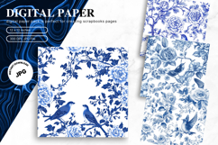 Chinoiserie Floral Pattern Background Vintage Digital Paper Product Image 1