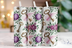 Flowers &amp; Key Tumbler Wrap | Sublimation | Tumblers Product Image 1