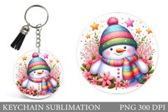 Cute Snowman Keychain Design. Christmas Keychain Sublimation Product Image 1