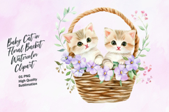 Two cat in floral basket clipart sublimation Product Image 1